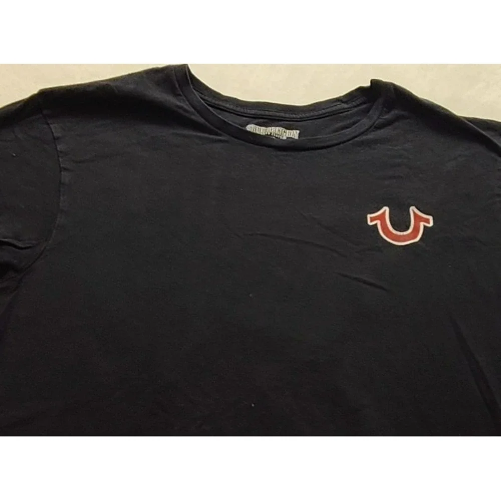 True Religion Men's World Tour Buddha Guitar Graphic T-Shirt‎ Black Large Casual